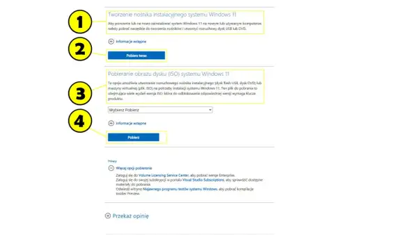 Instrukcja jak zainstalować Windows 11: pobierz narzędzie do tworzenia nośnika lub obraz ISO.
