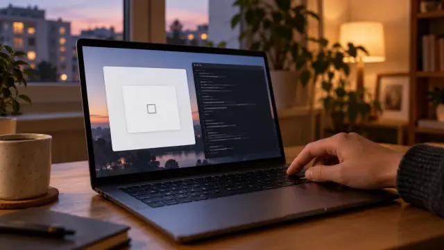 Okno weryfikacji na ekranie laptopa obok klawiatury